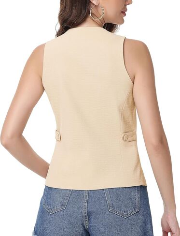 Vest Tops for Women Scoop Neck Sleeveless Fitted Waistcoat Button Work Blazer Casual Business Summer Crop Tops in Saudi Arabia