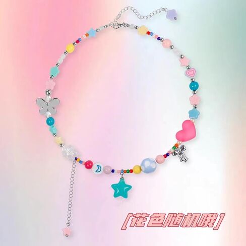 Yocoyee Lovely Y2K Beaded Choker Necklace Star Charms Dainty Colorful Necklace Handmade Happy Girl Jewelry Gifts for Women in Saudi Arabia