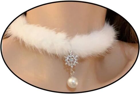 Snowflake Choker Necklace for Women Christmas Necklaces Fluffy Pom Pom Snowflake Pearl Pendant Choker for Women Winter Jewelry Gift in Saudi Arabia