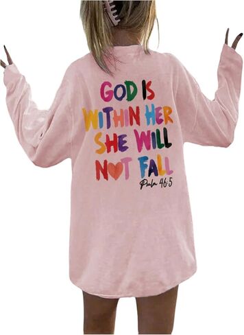 Girl's Letter Graphic Tees Tops Long Sleeve Crewneck Casual T Shirts Cute Tshirts Fall Outfits in Saudi Arabia