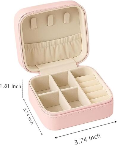 Portable Travel Jewelry Organizer for Women PU Leather Case Holder for Earrings Rings Necklaces Compact Jewelry Box in Saudi Arabia