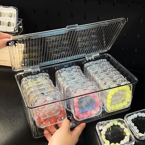 2-Pack Clear Plastic Jewelry Storage – 7.5cm*7.5cm*1.6cm Mini Hinged Lidded Organizers for Earrings, Rings & Craft Supplies (Rectangular Design)‌ in Saudi Arabia