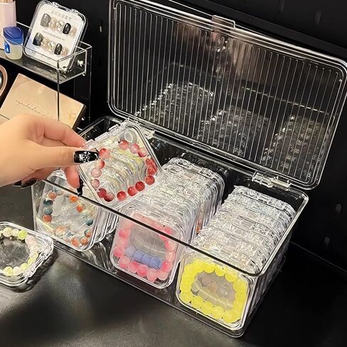 2-Pack Clear Plastic Jewelry Storage – 7.5cm*7.5cm*1.6cm Mini Hinged Lidded Organizers for Earrings, Rings & Craft Supplies (Rectangular Design)‌ in Saudi Arabia