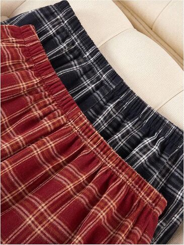 SHENHE Women's 2 Pack Plaid Lounge Pants Elastic Waist Low Rise Pajama Bottoms Pj Pants in Saudi Arabia