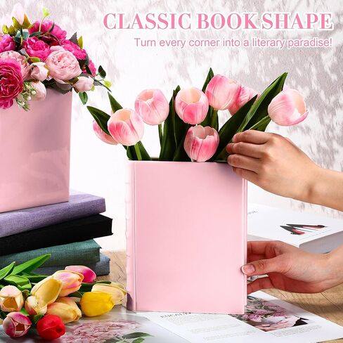 Vesici 2 Pcs Ceramic Book Shape Vase for Flowers Gifts for Christmas Cute Bookshelf Decor Vase for Book Lovers Gifts Unique Vases Home Decor for Bookshelf Dining Table Office Home(White) in Saudi Arabia