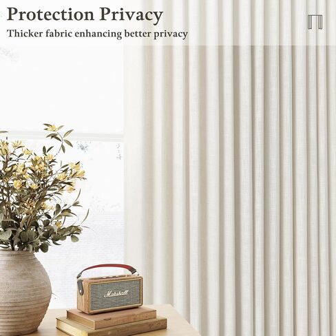 ستائر كتان مطوية 90 بوصة مكونة من لوحتين لغرفة المعيشة ستائر مطوية قرصة نظام مسار الذاكرة المدربة للضوء تصفية ستارة شبه شفافة بطول 90 بوصة لغرفة الطعام وغرفة النوم والمكتب W50xL90 in Kuwait