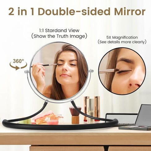 Big Size Double-Sided Mirror to See Back of Head, Hands Free Adjustable Mirror Hung Around The Neck, Two Way for Mirrors Women Man Makeup, Self Haircut, Standard Viewing, 5X Magnification 360° Mirrors in Saudi Arabia