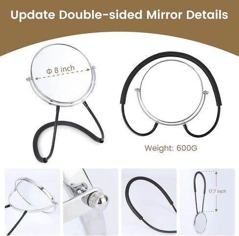 Big Size Double-Sided Mirror to See Back of Head, Hands Free Adjustable Mirror Hung Around The Neck, Two Way for Mirrors Women Man Makeup, Self Haircut, Standard Viewing, 5X Magnification 360° Mirrors in Saudi Arabia
