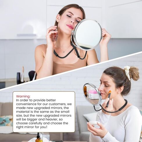 Big Size Double-Sided Mirror to See Back of Head, Hands Free Adjustable Mirror Hung Around The Neck, Two Way for Mirrors Women Man Makeup, Self Haircut, Standard Viewing, 5X Magnification 360° Mirrors in Saudi Arabia