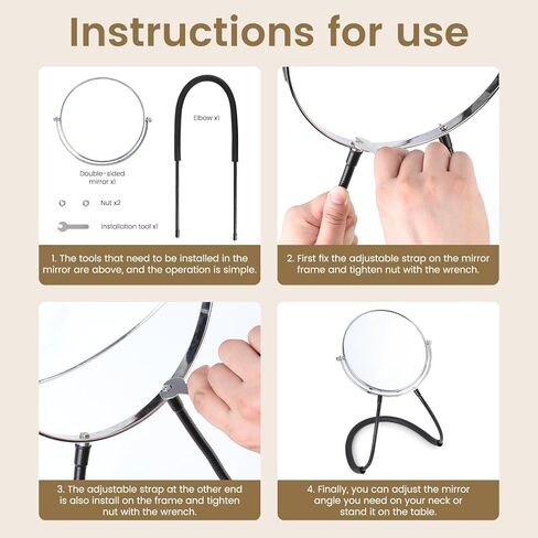 Big Size Double-Sided Mirror to See Back of Head, Hands Free Adjustable Mirror Hung Around The Neck, Two Way for Mirrors Women Man Makeup, Self Haircut, Standard Viewing, 5X Magnification 360° Mirrors in Saudi Arabia