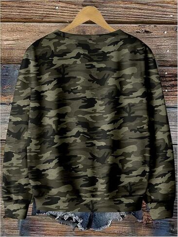 Women's Plus Size Camo Crewneck Sweatshirts Long Sleeve Pullover Tops Retro Sweatshirt in Saudi Arabia