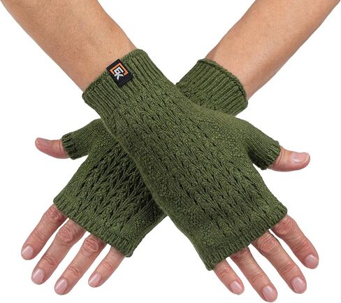 Evolution Knitwear Wool Mesh Knit Fingerless Mittens - Super Soft Merino Wool - Made in the USA in Saudi Arabia