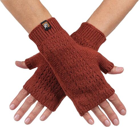 Evolution Knitwear Wool Mesh Knit Fingerless Mittens - Super Soft Merino Wool - Made in the USA in Saudi Arabia