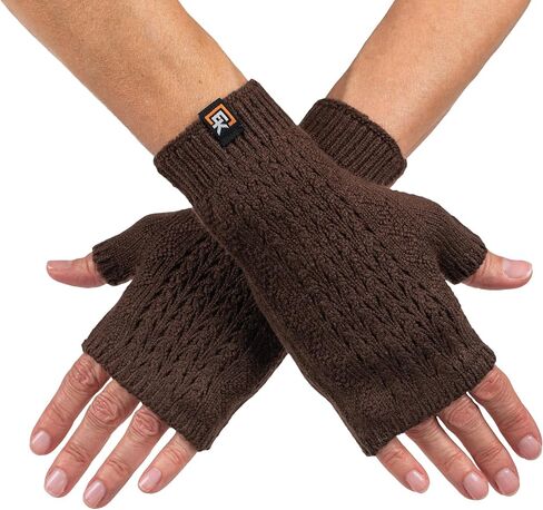 Evolution Knitwear Wool Mesh Knit Fingerless Mittens - Super Soft Merino Wool - Made in the USA in Saudi Arabia