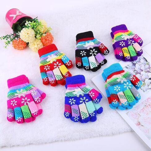 Random Style Gloves Winter Stretch Snowflake Pattern Full Finger Mittens Winter Warm Wool Gloves for Women & Men Christmas Giving in Saudi Arabia