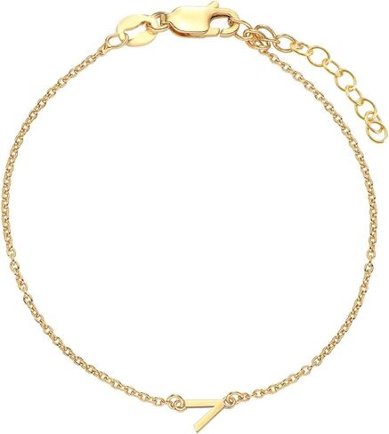 OAK & LUNA Inez Initial Bracelet/Anklet - Gold Plated & Sterling Silver — A-Z Letter Pendant on 7"+1" Adjustable Cable Chain in Saudi Arabia