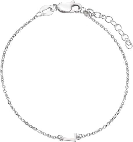 OAK & LUNA Inez Initial Bracelet/Anklet - Gold Plated & Sterling Silver — A-Z Letter Pendant on 7"+1" Adjustable Cable Chain in Saudi Arabia