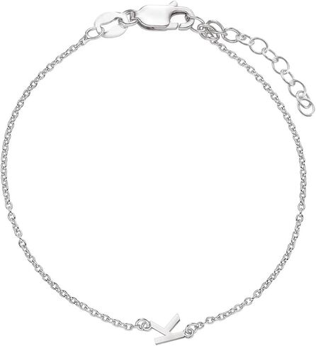 OAK & LUNA Inez Initial Bracelet/Anklet - Gold Plated & Sterling Silver — A-Z Letter Pendant on 7"+1" Adjustable Cable Chain in Saudi Arabia