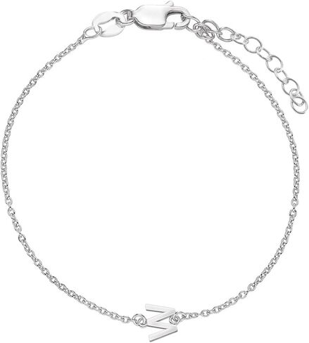 OAK & LUNA Inez Initial Bracelet/Anklet - Gold Plated & Sterling Silver — A-Z Letter Pendant on 7"+1" Adjustable Cable Chain in Saudi Arabia