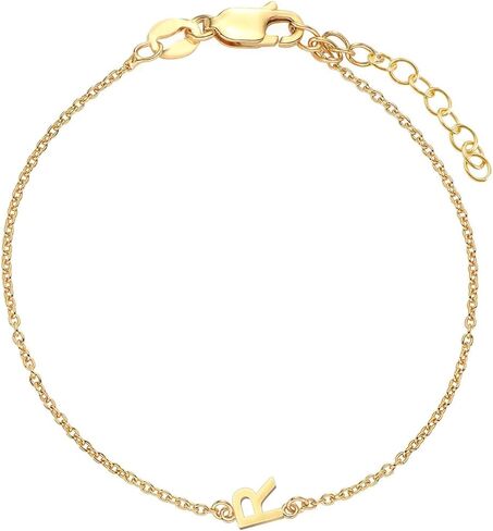 OAK & LUNA Inez Initial Bracelet/Anklet - Gold Plated & Sterling Silver — A-Z Letter Pendant on 7"+1" Adjustable Cable Chain in Saudi Arabia