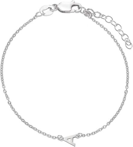 OAK & LUNA Inez Initial Bracelet/Anklet - Gold Plated & Sterling Silver — A-Z Letter Pendant on 7"+1" Adjustable Cable Chain in Saudi Arabia
