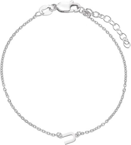 OAK & LUNA Inez Initial Bracelet/Anklet - Gold Plated & Sterling Silver — A-Z Letter Pendant on 7"+1" Adjustable Cable Chain in Saudi Arabia