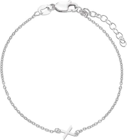 OAK & LUNA Inez Initial Bracelet/Anklet - Gold Plated & Sterling Silver — A-Z Letter Pendant on 7"+1" Adjustable Cable Chain in Saudi Arabia