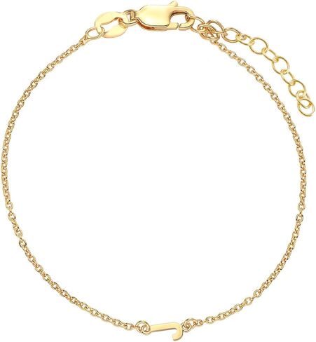 OAK & LUNA Inez Initial Bracelet/Anklet - Gold Plated & Sterling Silver — A-Z Letter Pendant on 7"+1" Adjustable Cable Chain in Saudi Arabia