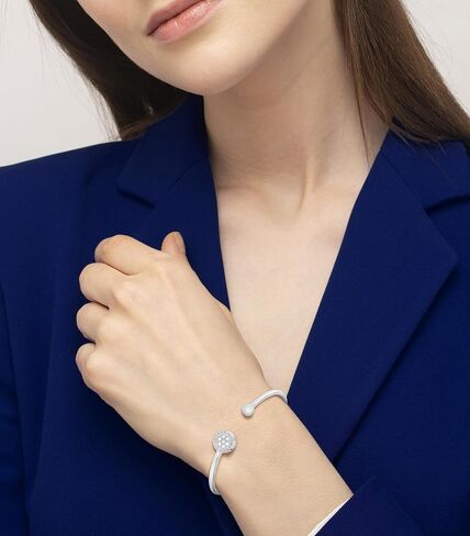 Tommy Hilfiger Women's Jewelry Open Bangle with Crystals Color: Silver (Model: 2780570) in Saudi Arabia