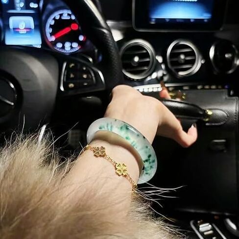 URED الطبيعية اليشم الإسورة سوار للنساء شفاء الصينية فنغ شوي الأخضر اليشم سوار حسن الحظ العائمة الجليد الأخضر اليشم الإسورة التأمل الأم هدية عيد ميلاد in Kuwait