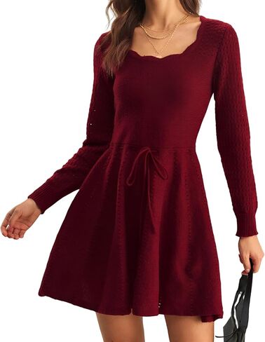 RIHOAS Womens Sweater Dress Long Sleeve A Line Flowy Fall Winter Casual Elegant Babydoll Sweater Mini Dresses in Saudi Arabia