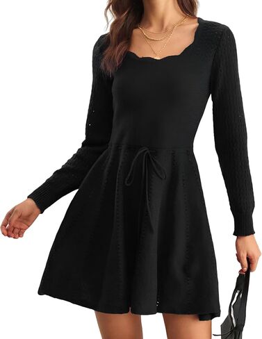 RIHOAS Womens Sweater Dress Long Sleeve A Line Flowy Fall Winter Casual Elegant Babydoll Sweater Mini Dresses in Saudi Arabia