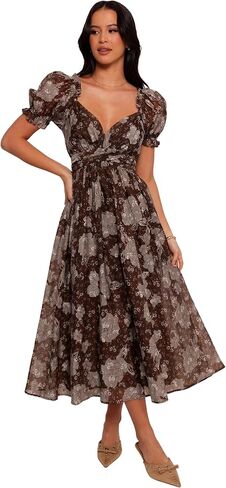 Petal & Pup Women's Farryn Maxi Dress-Brown/Grey in Kuwait