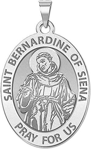 PicturesOnGold.com Saint Bernadine of Siena Religious Medal - 2/3 X 3/4 Inch Size of Nickel, Sterling Silver in Saudi Arabia