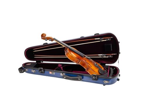 Crossrock Fiberglass Oblong Case fits 4/4 Full-Size Violin, Includes TSA lock, Protective Blanket, Hygrometer, Accessory Compartments-Red (CRF2020VRD-R) in Kuwait
