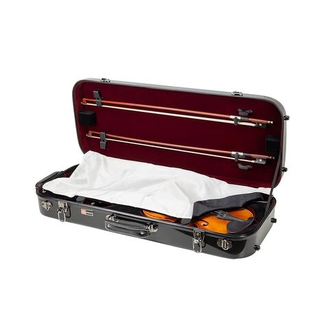 Crossrock Fiberglass Oblong Case fits 4/4 Full-Size Violin, Includes TSA lock, Protective Blanket, Hygrometer, Accessory Compartments-Red (CRF2020VRD-R) in Kuwait