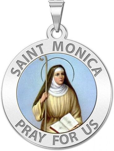 PicturesOnGold.com Saint Monica Religious Medal Color - 3/4 Inch Size of a Nickel -Sterling Silver in Saudi Arabia