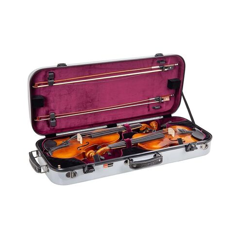 Crossrock Fiberglass Oblong Case fits 4/4 Full-Size Violin, Includes TSA lock, Protective Blanket, Hygrometer, Accessory Compartments-Red (CRF2020VRD-R) in Kuwait
