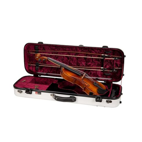 Crossrock Fiberglass Oblong Case fits 4/4 Full-Size Violin, Includes TSA lock, Protective Blanket, Hygrometer, Accessory Compartments-Red (CRF2020VRD-R) in Kuwait