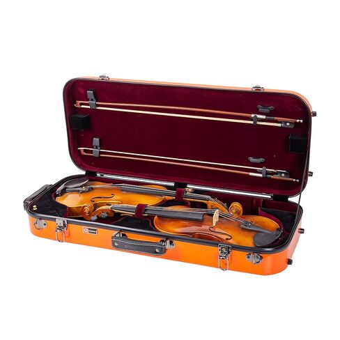 Crossrock Fiberglass Oblong Case fits 4/4 Full-Size Violin, Includes TSA lock, Protective Blanket, Hygrometer, Accessory Compartments-Red (CRF2020VRD-R) in Kuwait