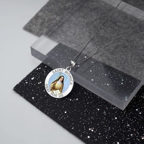 PicturesOnGold.com Saint Monica Religious Medal Color - 3/4 Inch Size of a Nickel -Sterling Silver in Saudi Arabia