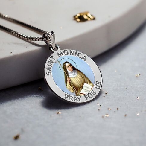 PicturesOnGold.com Saint Monica Religious Medal Color - 3/4 Inch Size of a Nickel -Sterling Silver in Saudi Arabia