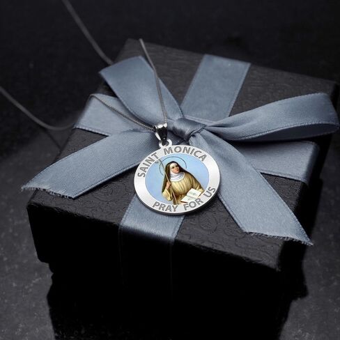 PicturesOnGold.com Saint Monica Religious Medal Color - 3/4 Inch Size of a Nickel -Sterling Silver in Saudi Arabia