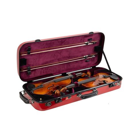 Crossrock Fiberglass Oblong Case fits 4/4 Full-Size Violin, Includes TSA lock, Protective Blanket, Hygrometer, Accessory Compartments-Red (CRF2020VRD-R) in Kuwait