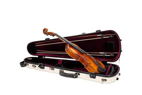 Crossrock Fiberglass Oblong Case fits 4/4 Full-Size Violin, Includes TSA lock, Protective Blanket, Hygrometer, Accessory Compartments-Red (CRF2020VRD-R) in Kuwait