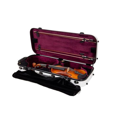 Crossrock Fiberglass Oblong Case fits 4/4 Full-Size Violin, Includes TSA lock, Protective Blanket, Hygrometer, Accessory Compartments-Red (CRF2020VRD-R) in Kuwait