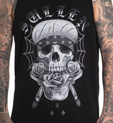 Sullen Men's Flipped Tank International Bro Day Tattoo Lifestyle Graphic Standard Sleeveless Tank Top Black in Saudi Arabia