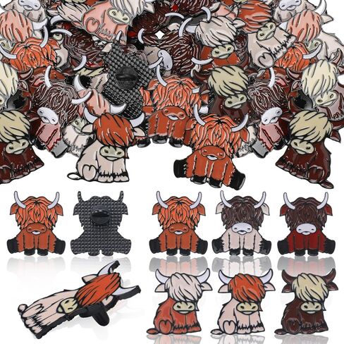 Tondiamo 24 Pcs Highland Cow Baby Shower Party Favors Pins Bulk Valentines Day Exchange Gift Western Enamel Pins for Gender Reveal Rewards Party Supplies in Saudi Arabia