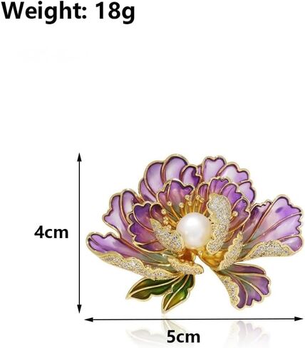 Dainty Flower Brooch Pins for Women Graceful Cubic Zircon Peony Pearl Enamel Badges Lapel Pins Trendy Banquet Prom Dress Jewelry Accessories Gift in Saudi Arabia