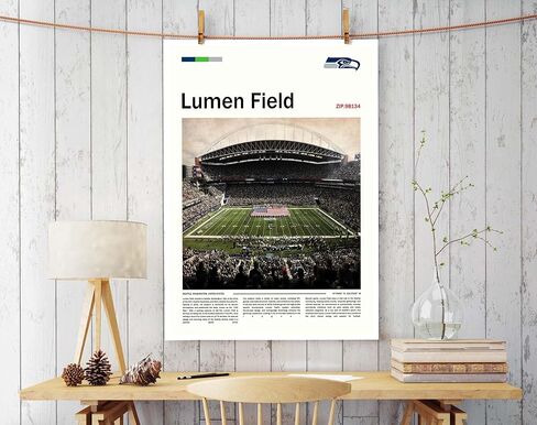 (غير مؤطرة 11 بوصة × 17 بوصة) طباعة قماشية LumenField - لوحة فنية جدارية من سياتل هوم فيلد لمحبي سي هوكس، ملصق رياضي لغرفة الألعاب أو ديكور كهف الرجل in Kuwait